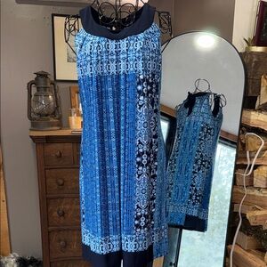 Enfocus Studio Blue Patterned Midi Dress
